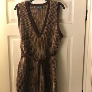 V-neck lambswool herringbone dress